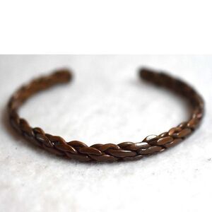 Vintage Copper Braided 6 Inch Unisex Cuff Gently Worn Bracelet